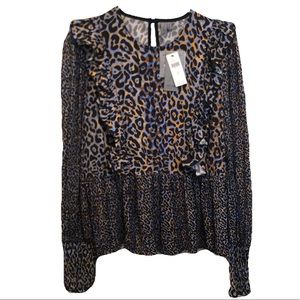 Anthropology Bl^nk  leopard animal print top sz med